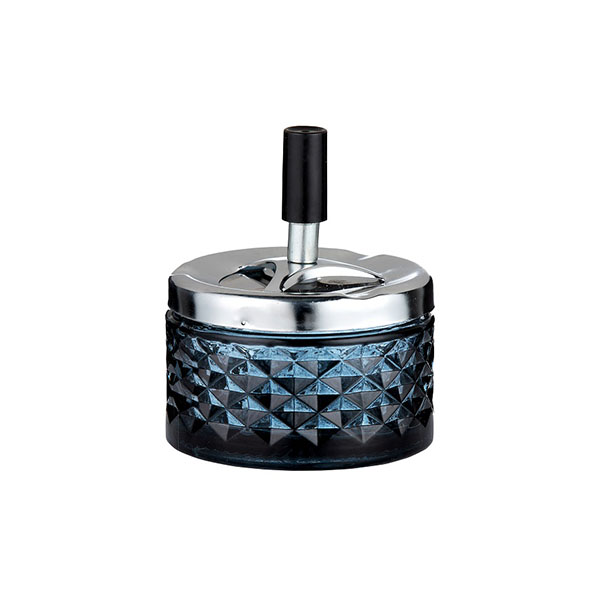 Пепелник ветроустойчив стъклен - син Angelo  Ø9.5см