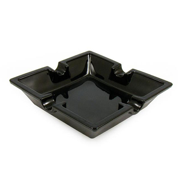 Пепелник за 4 пури стъклен черен Angelo 