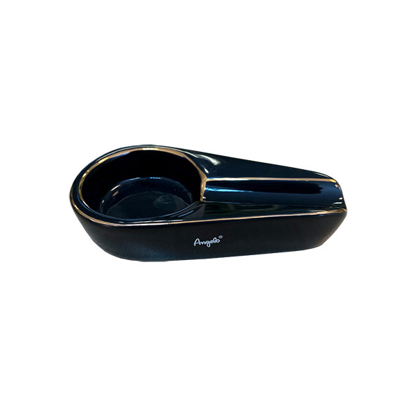 Пепелник за 1 пура Angelo черен със златен кант - керамика