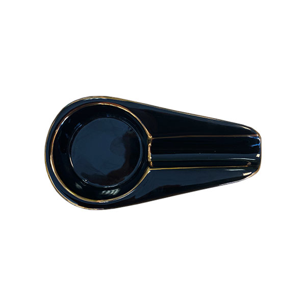 Пепелник за 1 пура Angelo черен със златен кант - керамика