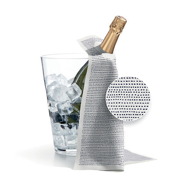 Кърпа за бутилка - 40/40см - SEAFOOD бяла - на точки Roll drap